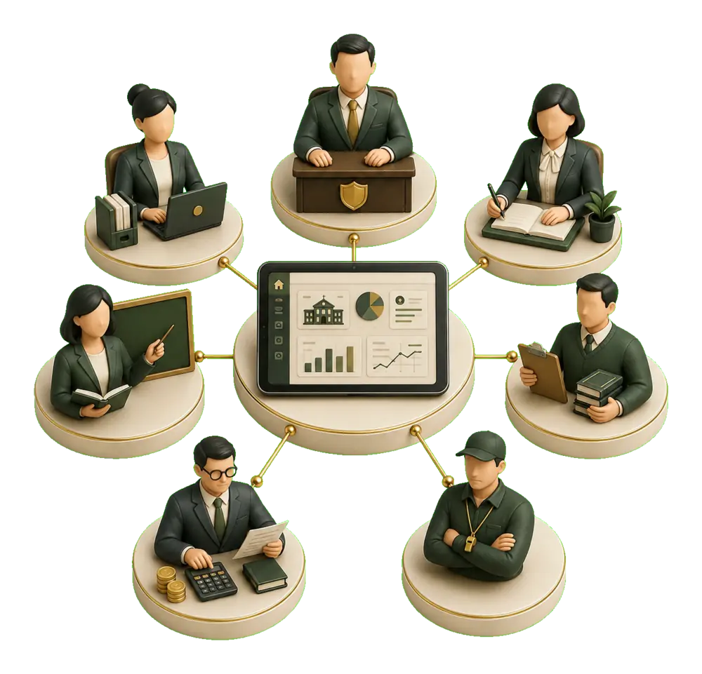 Les six roles et leurs perimetres